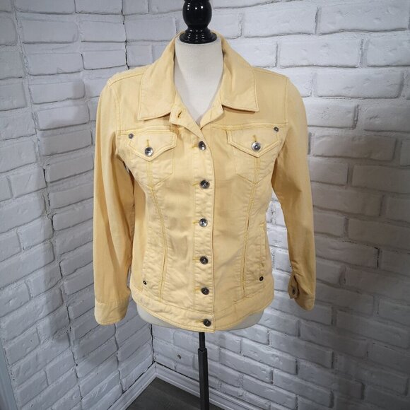 Chico's Jackets & Blazers - Chico's Platinum Ladies Size 1 (approx. 8 US) Mustard Button Front Jean Jacket